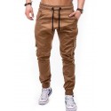 Mens Sweatpants Slim Fit, Men's Autumn Solid Color Slim-fit Sweatpants Pocket Stitching Trousers