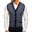 Men's Sweater Vest Jumper Ribbed Knit Cropped Knitted Color Block V Neck Stylish Basic Daily Holiday Fall Winter Green Black M L XL / Cotton / Sleeveless