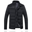Men's Parka Outdoor Street Daily Fall Winter Regular Coat Stand Collar Regular Fit Warm Breathable Streetwear Sporty Casual Jacket Long Sleeve Plain Pocket Full Zip Black Blue / Going out