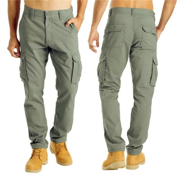 Men's Trousers Cargo Pants Multiple Pockets Solid Color Comfort Breathable Pants Casual Daily Fashion Streetwear Black Gray